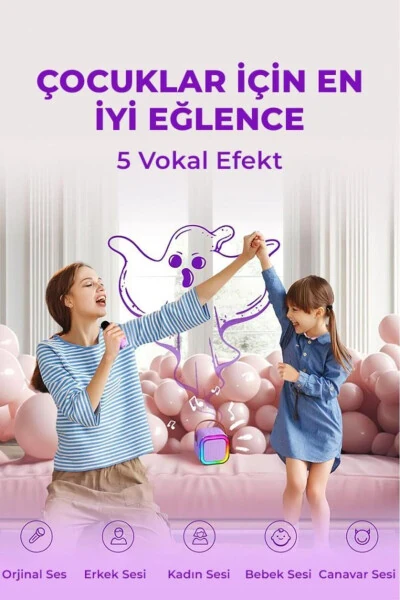 Karaoke Mikrofon Karnay to'plami bej rang - 4