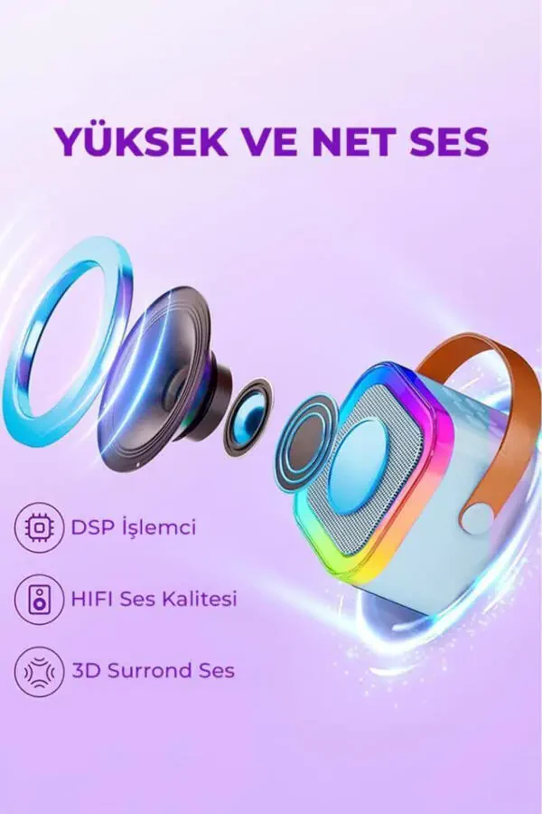 Караоке Микрофон Колонка Набор Бежевый - 2