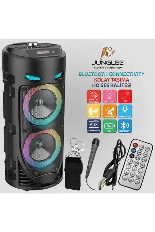 Караоке микрофон с Bluetooth-динамиком, светодиодной подсветкой и портативным беспроводным вариантом. - 8