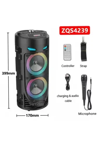 Karaoke mikrofonli Bluetooth karnaylar Led yoritgichli koʻchma simsiz karnaylar - JUNGLEE (1)