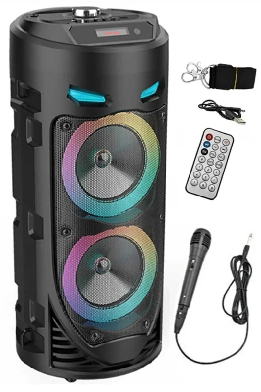 Karaoke Mikrofonlu Bluetooth Hoparlör Led Işıklı Taşınabilir Kablosuz Speaker - JUNGLEE