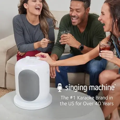 Караоке-система Singing Machine SMC2040S, мощностью 50 Вт, система потокового видео Sing Cast и технология Pitch Lab с перезаряжаемой батареей и двумя беспроводными микрофонами, белый - 6
