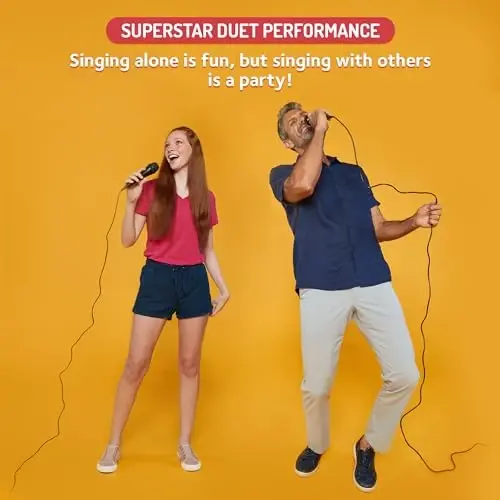 Karaoke uchun Singing Machine simli mikrofoni, (Qora) - Bir tomonlama Dinamik Vokal Mikrofoni - Karaoke Mashinasi, AMP va Dinamik uchun ulanadigan Mikrofon - Kuylash, Ommaviy Nutq So'zlash va Partiyalar uchun Mikrofon - 4