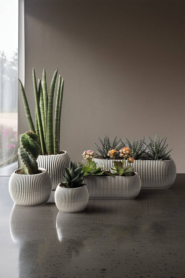 Karasu Decorative and Modern Coral Pot Set 5 Pieces - 2