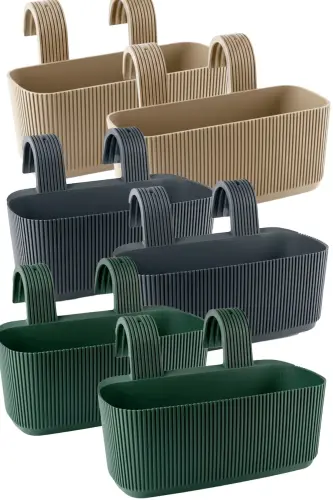 Karasu Plastic 6 Pcs Colorful Pera Hanging Balcony and Wall Pot-Multi Color - TEMMUZ HOME (1)