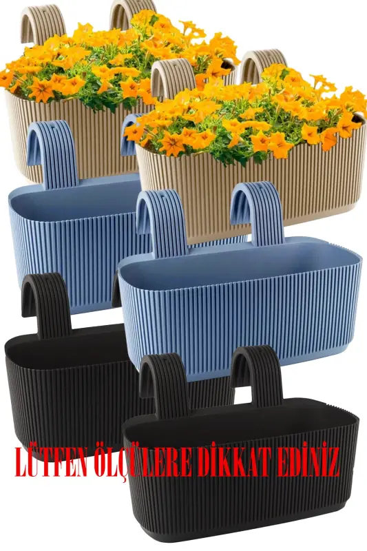 Karasu Plastic 6 Pcs Colorful Pera Hanging Balcony and Wall Pot-Multi Color - 2