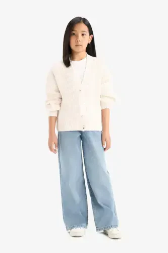 Кардиган для девочек с V-образным вырезом - DEFACTO (1)