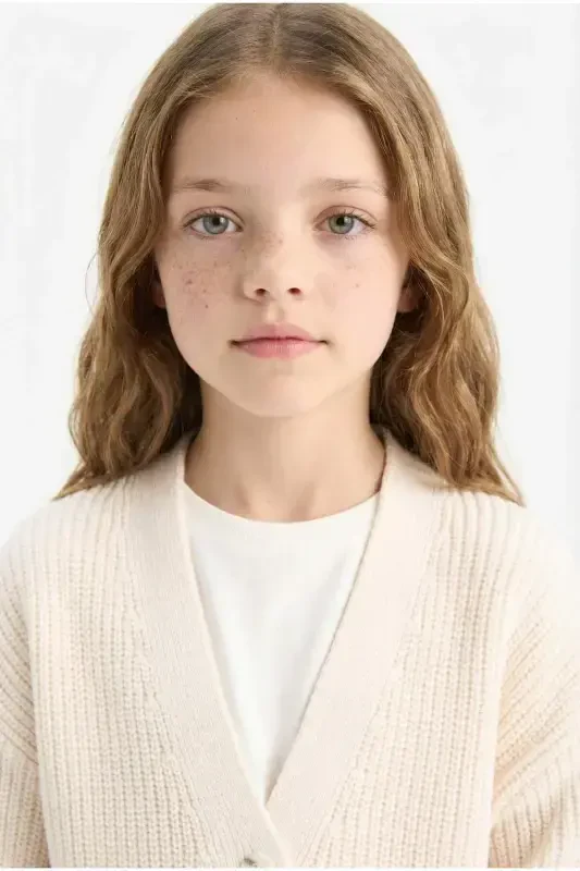 Кардиган для девочек с V-образным вырезом - 4