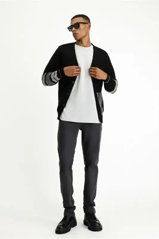 Кардиган из трикотажа из шерсти и хлопка с рисунком Regular Fit - KIĞILI