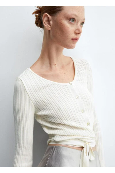 Кардиган с запахом и бантом - 8