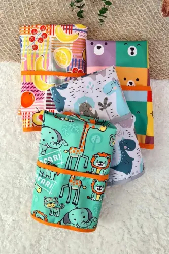 Kare Ayılar Desenli Sıvı Geçirmez Unisex Aktivite Ve Mama Önlüğü A2001 6-24 Ay - 8