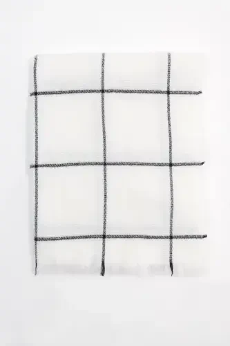 Kare Desenli ŞAL2019-A4-Ekru - 4