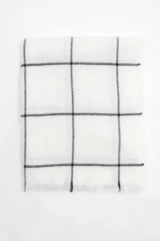 Kare Desenli ŞAL2019-A4-Ekru - 4