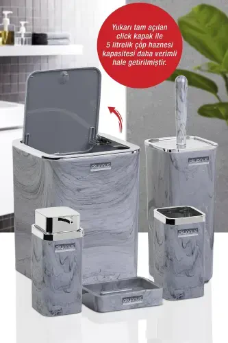 Kare marmar naqshli hammom to'plami 5 qismli - 3