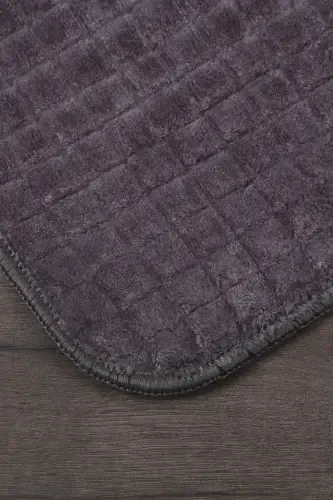 Kare Plus Anthracite 80x150+50x80 Large Size Bath Mat Set Non-Slip Washable Toilet Seat Cover Set-Anthracite - 2