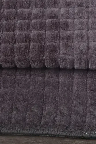 Kare Plus Anthracite 80x150+50x80 Large Size Bath Mat Set Non-Slip Washable Toilet Seat Cover Set-Anthracite - 4