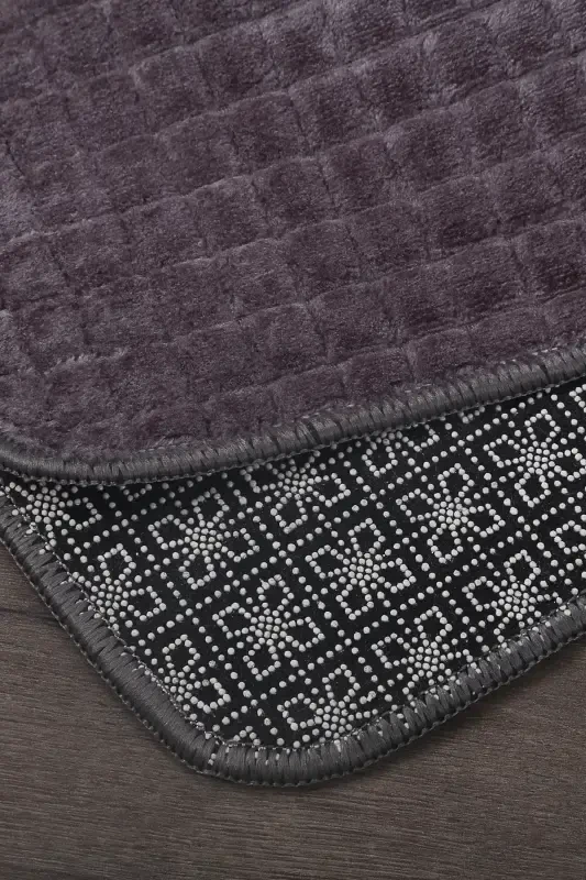 Kare Plus Anthracite 80x150+50x80 Large Size Bath Mat Set Non-Slip Washable Toilet Seat Cover Set-Anthracite - 5