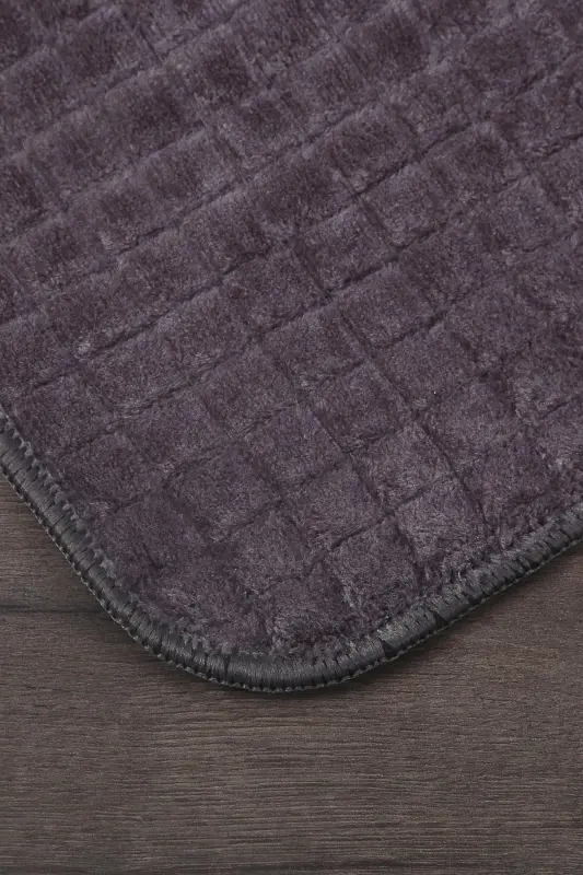 Kare Plus Antrasit 80x150+50x80 Büyük Ebat Banyo Paspası Seti Kaymaz Yıkanabilir Klozet Takımı - Antrasit - 2
