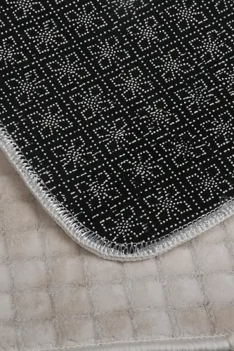 Kare Plus Cream 80x150+50x80 Large Size Bathroom Mat Set Non-Slip Washable Toilet Set-Cream - 5