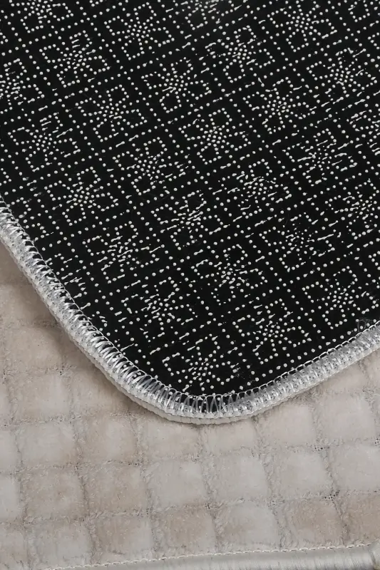 Kare Plus Cream 80x150+50x80 Large Size Bathroom Mat Set Non-Slip Washable Toilet Set-Cream - 5