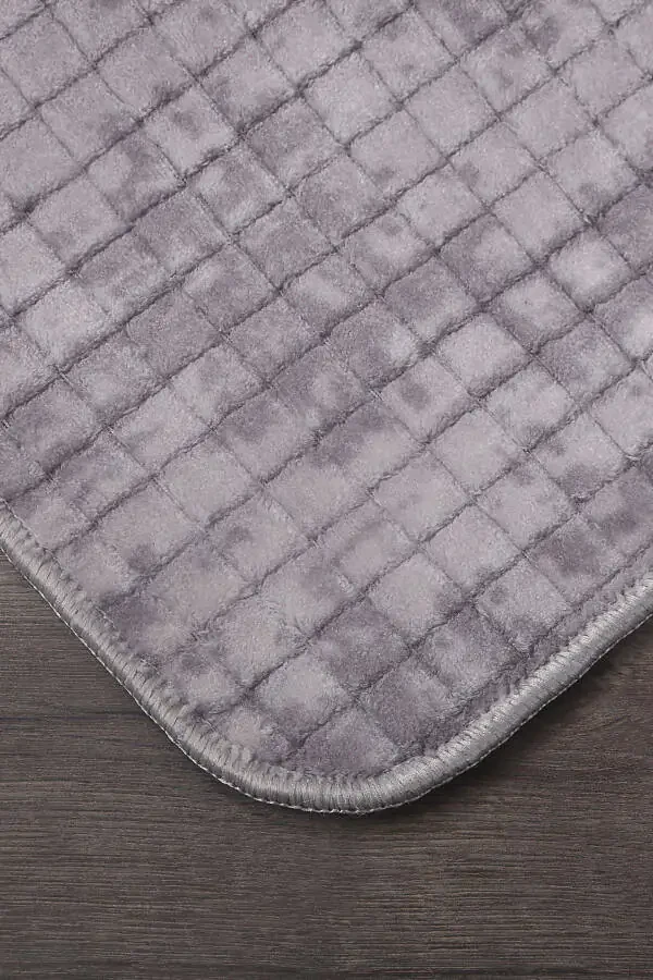 Kare Plus Gray 80x150+50x80 Large Size Bathroom Rug Mat Set Non-Slip Washable Toilet Set - 2