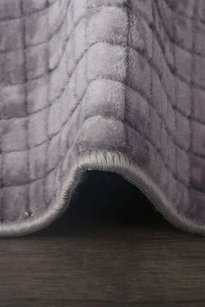 Kare Plus Gray 80x150+50x80 Large Size Bathroom Rug Mat Set Non-Slip Washable Toilet Set - 3