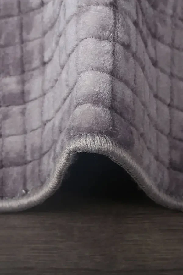 Kare Plus Gray 80x150+50x80 Large Size Bathroom Rug Mat Set Non-Slip Washable Toilet Set - 3