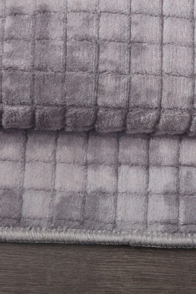 Kare Plus Gri 80x150+50x80 Büyük Ebat Banyo Halısı Paspası Seti Kaymaz Yıkanabilir Klozet Takımı-Gri - 4