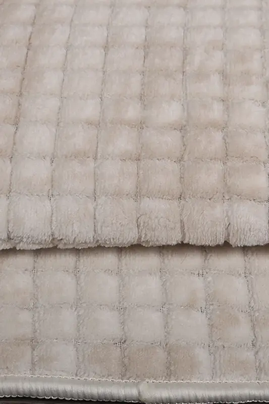 Kare Plus Krem 80x150+50x80 Büyük Ebat Banyo Paspası Seti Kaymaz Yıkanabilir Klozet Takımı-Krem - 3