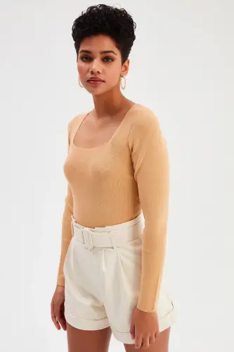 Kare Yaka Triko - Bisküvi-BİSKÜVİ - 4