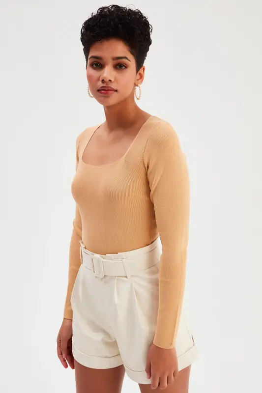 Kare Yaka Triko - Bisküvi-BİSKÜVİ - 4