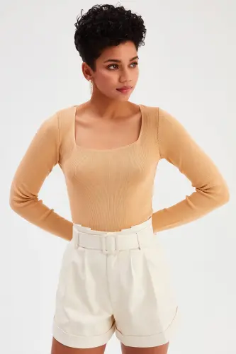 Kare Yaka Triko - Bisküvi-BİSKÜVİ - 3