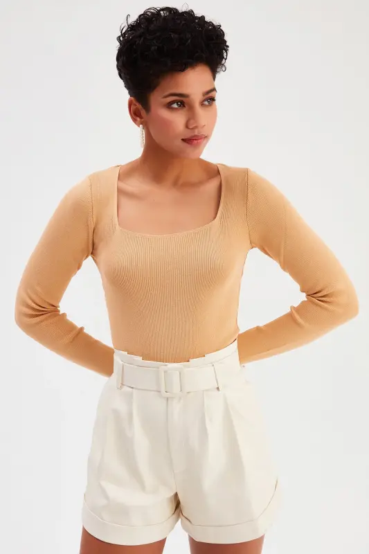 Kare Yaka Triko - Bisküvi-BİSKÜVİ - 3