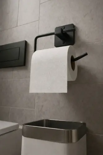 Kare Yapışkanlı Açık Tuvalet Kağıtlığı, WC Kağıtlık Tutucu Siyah KS-001 - Siyah - 3
