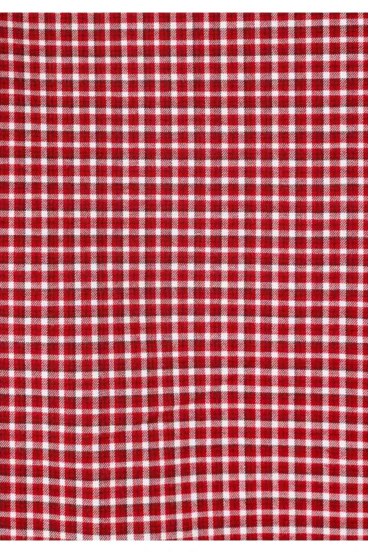 Regular Fit Shirt Neck Kareli Erkek Bordo Uzun Kol Gömlek - BORDO - 5
