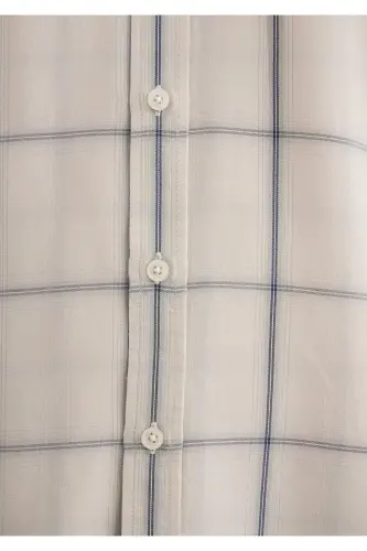 Kareli Ekru Tencel Tm Liyosel Ko'ylak Slim Fit / Da - 6