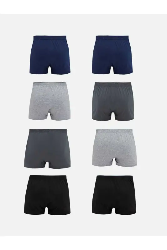Karışık 8'li Erkek Pamuklu Havlu Bel Penye Rahat Kesim Düğmeli Boxer ( ÇORAP HEDİYELİDİR ) - Çok Renkli - 3