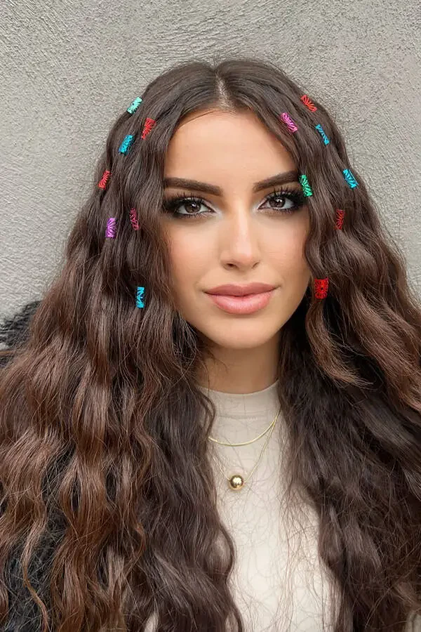 Karışık Renk Saç Küpesi (30Adet) - 9