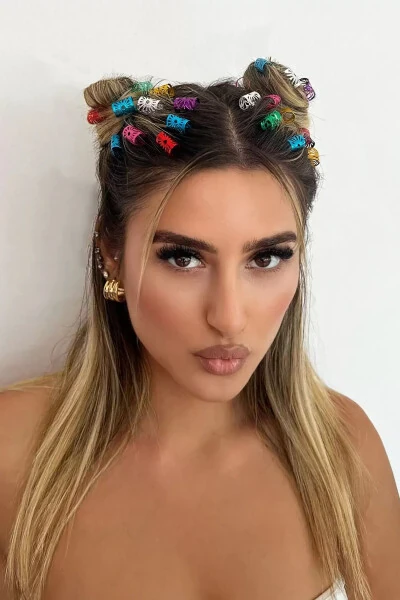 Karışık Renk Saç Küpesi (30Adet) - 12