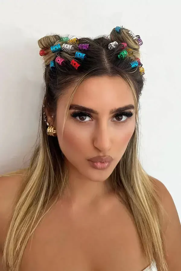 Karışık Renk Saç Küpesi (30Adet) - 12