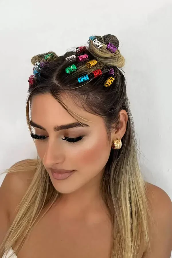 Karışık Renk Saç Küpesi (30Adet) - 14