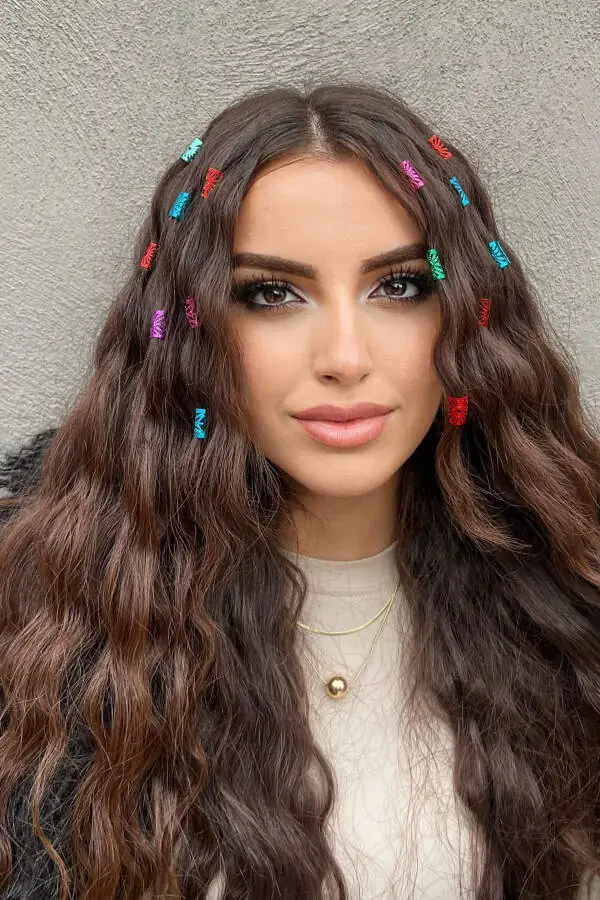 Karışık Renk Saç Küpesi (30Adet) - 1