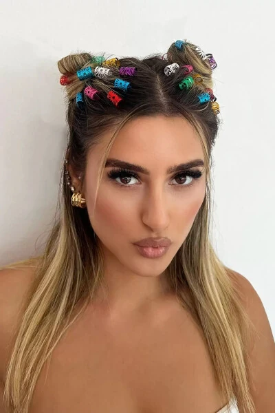 Karışık Renk Saç Küpesi (30Adet) - 4