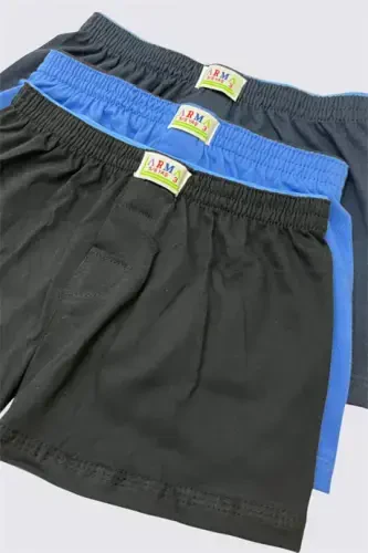 Karışık Renkli Erkek Çocuk Havlu Bel Boxer 3'lü Paket %100 Pamuklu - 2