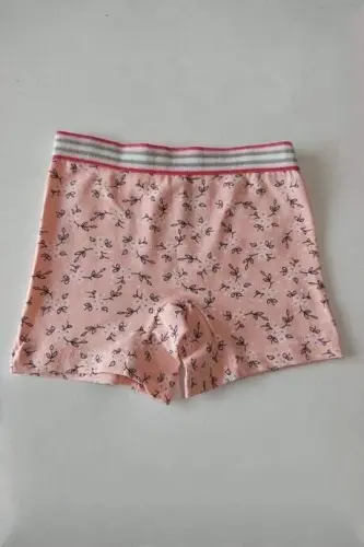 Karışık Renkli Kız Çocuk Desenli Boxer 3'lü Paket Pamuklu Likralı - 4