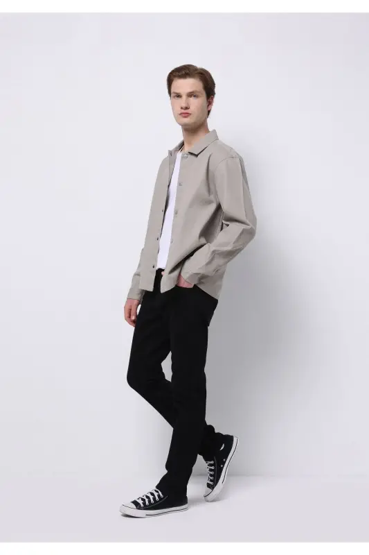 Straight Fit Düşük Bel Düz Paça Erkek Siyah Jean Pantolon - q1v1_DN06270 - 3