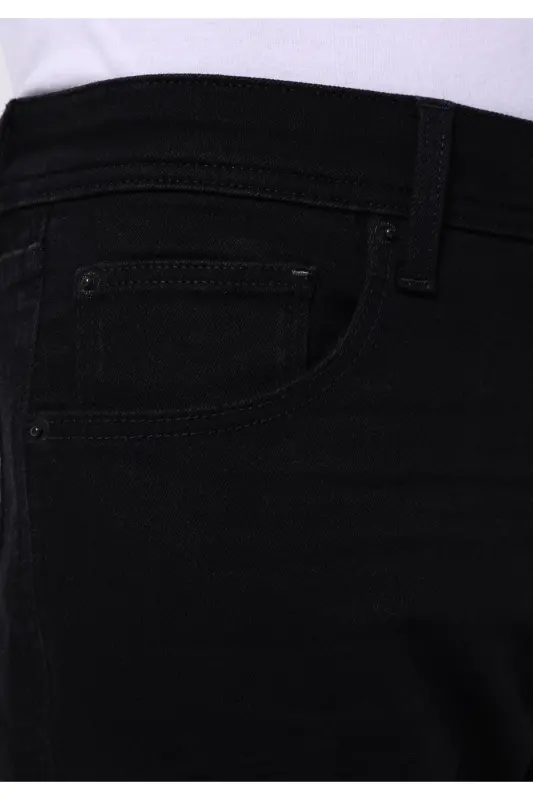 Straight Fit Düşük Bel Düz Paça Erkek Siyah Jean Pantolon - q1v1_DN06270 - 5