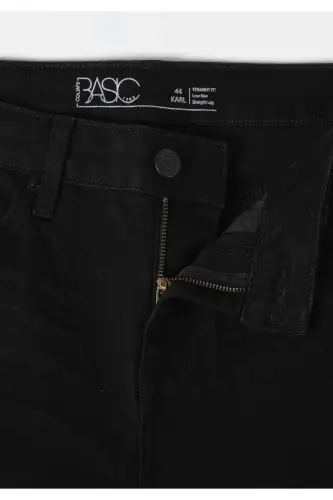 Straight Fit Düşük Bel Düz Paça Erkek Siyah Jean Pantolon - q1v1_DN06270 - 8