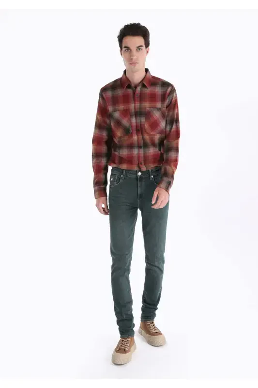 Straight Fit Düşük Bel Düz Paça Erkek Yeşil Jean Denim Pantolon - COLIN’S