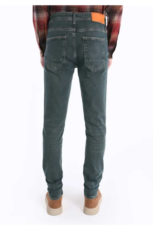 Straight Fit Düşük Bel Düz Paça Erkek Yeşil Jean Denim Pantolon - Green Wash - 2